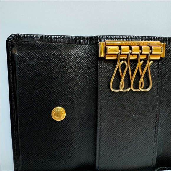 Louis Vuitton Key Case 4 Holder Chain Wallet Black Epi Leather Vintage - Picture 7 of 11